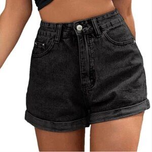 Divided by H&M High Rise Black Cuffed Shorts, Size 8
